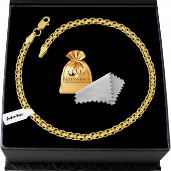 Náramek ZLATÝ NÁRAMEK 585 14K PÁNSKÝ STŘÍBRO PR 925 BISMARK 18 CM 3 MM PRO MUŽE