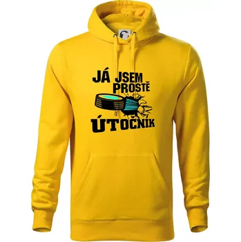 Pánská mikina Já jsem prostě útočník (hokej) - Mikina pánská Cape s kapucí - 2XL ( Žlutá )