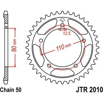 Řetězová sada pro motocykl Řetězová rozeta JT JTR 2010-43 43 zubů, 530
