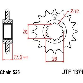 Řetězová sada pro motocykl Řetězové kolečko JT JTF 1371-14 14 zubů, 525