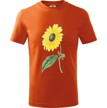 Chlapecké oblečení Slunečnice otočená - Tričko dětské bavlněné - 122 cm/6 let ( Oranžová )