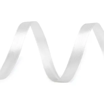 Atlasová stuha oboulící šíře 10 mm, barva 01 bílá