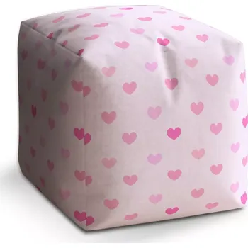 Taburet Sablio Taburet Cube Růžové srdce: 40x40x40 cm