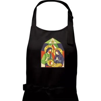 Kuchyňská zástěra Vitráž - jesličky - Dámská zástěra na vaření - Univerzální velikost ( Černá )