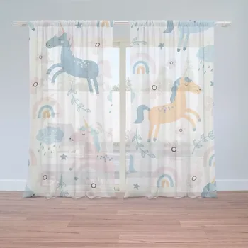 Záclona Sablio Záclony Duhoví jednorožci: 2ks 150x250cm