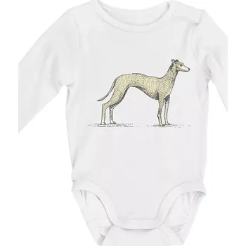 Kojenecký body Vintage Whippet - Body kojenecké s dlouhým rukávem - Dlouhý r. do 3 měs ( Bílá )