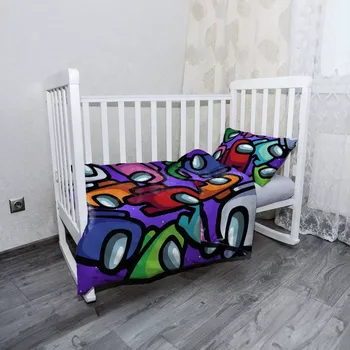 Povlečení Sablio Mikroplyšové dětské povlečení do postýlky AMONG US Levitující - 120x90 / 40x60