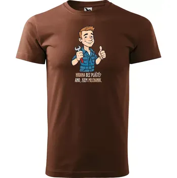 Pánské tričko Sablio Tričko s potiskem pro mechanika Hrdina bez pláště? Ano, jsem mechanik - hnědé S