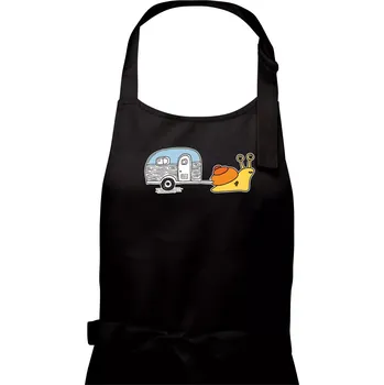 Kuchyňská zástěra Šnečí obytňák - Dámská zástěra na vaření - Univerzální velikost ( Černá )