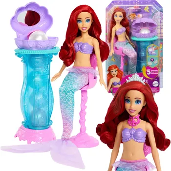 Panenka Mattel Muselková toaletka Disney – Panenka Malá mořská víla Arielka s toaletkou + příslušenství