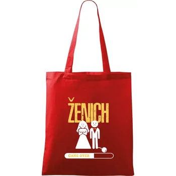 Nákupní taška Drink team ženich - Taška bavlněná - 42 x 38 cm ( Červená )