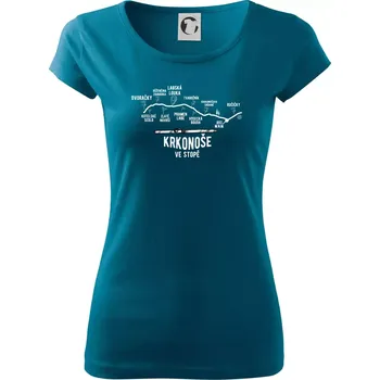 Dámské tričko Krkonoše ve stopě - Dámské triko Pure - L ( Petrolejová )