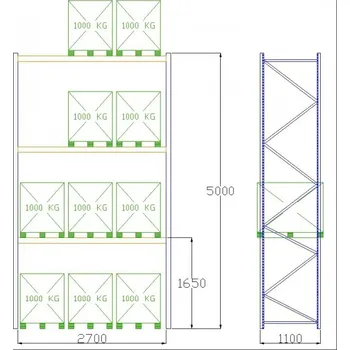 Prodejní regál Pal-Rack 5000 pole 2700 / 1000 kg / základní pole