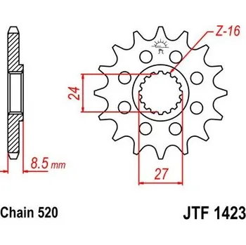 Řetězová sada pro motocykl Řetězové kolečko JT JTF 1423-17 17 zubů, 520