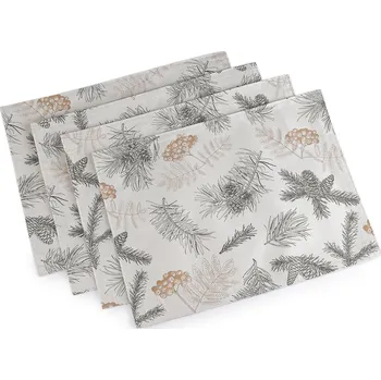 prostírání Vánoční prostírání textilní, oboustranné s jemným lurexem 30x40 cm, střední, režná světlá