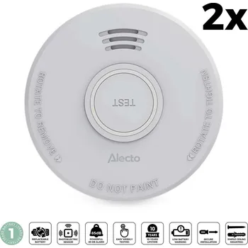 Hlásič požáru Alecto SD110 detektor kouře dle EN14604, 10 let životnost snímače, 2 ks v balení