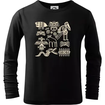 Chlapecké tričko Indiánské znaky - Triko dětské Long Sleeve - 122 cm/6 let ( Černá )