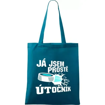 Já jsem prostě útočník (hokej) - Taška bavlněná - 42 x 38 cm ( Petrolejová )