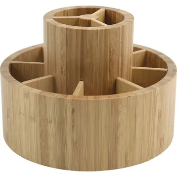 Úložný box MSV Bambusový otočný organizér na kosmetiku Isalys 20 x 15,3 cm, hnědá