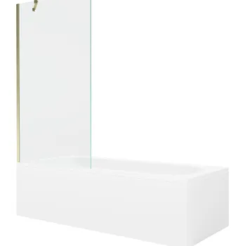 Vanová zástěna MEXEN/S - Vega obdélníková vana 160 x 70 cm s panelem + vanová zástěna 90, transparent, zlatá 550116070X9509000050