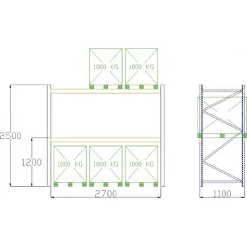 Prodejní regál Pal-Rack 2500 pole 2700 / 1000 kg / základní pole