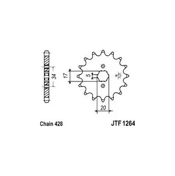 Řetězová sada pro motocykl Řetězové kolečko JT JTF 1264-16 16 zubů, 428
