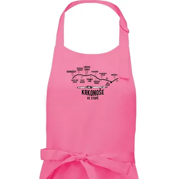 Kuchyňská zástěra Krkonoše ve stopě - Pánská zástěra na vaření - Univerzální velikost ( Růžová )