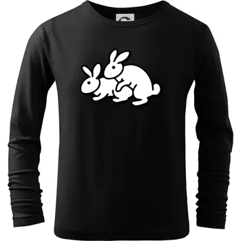 Chlapecké tričko Dupající králící - Triko dětské Long Sleeve - 146 cm/10 let ( Černá )