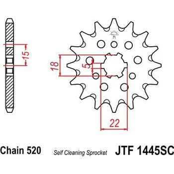 Řetězová sada pro motocykl Řetězové kolečko JT JTF 1445-13SC 13 zubů, 520 Samočistící, Nízká hmotnost