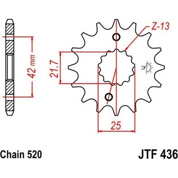 Řetězová sada pro motocykl Řetězové kolečko JT JTF 436-13 13 zubů, 520
