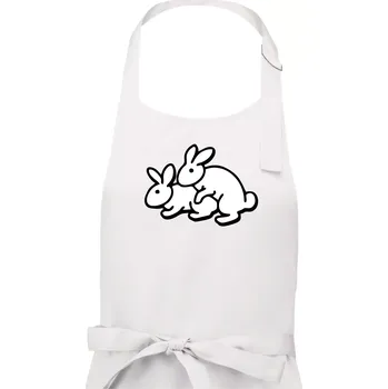 Kuchyňská zástěra Dupající králící - Pánská zástěra na vaření - Univerzální velikost ( Bílá )