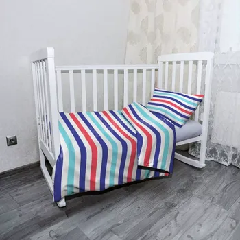 Povlečení Sablio Mikroplyšové dětské povlečení do postýlky Barevné veselé pruhy - 100x135 / 40x60