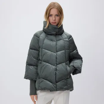 Reserved - Prošívaná bunda s vysokým límcem - ocelově zelená - 687AY-96X - 687AY-96X-M