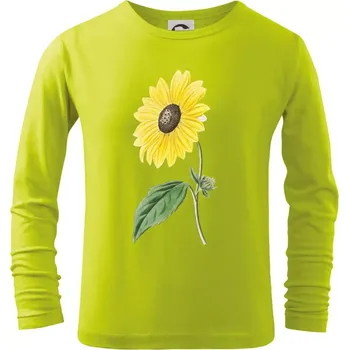 Chlapecké tričko Slunečnice otočená - Triko dětské Long Sleeve - 146 cm/10 let ( Limetková )