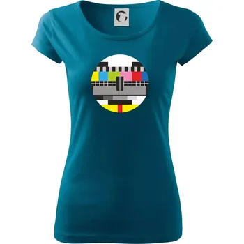 Dámské tričko No signal televizní obrazec - Dámské triko Pure - XS ( Petrolejová )