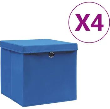 Úložný box zahrada-XL Úložné boxy s víky 4 ks 28 x 28 x 28 cm modré 325196