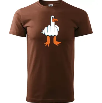 Pánské tričko Sablio Tričko s potiskem Fuck Duck - hnědé S