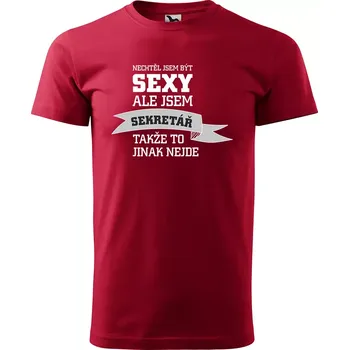 Pánské tričko Sablio Tričko s potiskem Nechtěl jsem být sexy, ale jsem sekretář - červené S