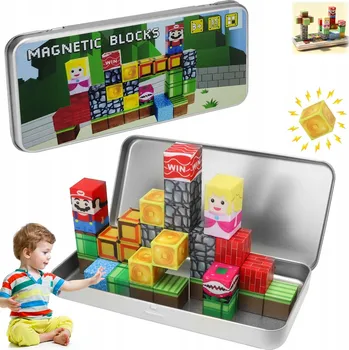 ostatní stavebnice Magnetické Stavebnice 35 kusů mix stavebních kostek + krabice