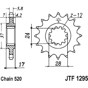 Řetězová sada pro motocykl Řetězové kolečko JT JTF 1295-14 14 zubů, 520