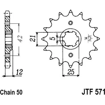 Řetězová sada pro motocykl Řetězové kolečko JT JTF 571-16 16 zubů, 530