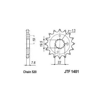 Řetězová sada pro motocykl Řetězové kolečko JT JTF 1401-14 14 zubů, 520