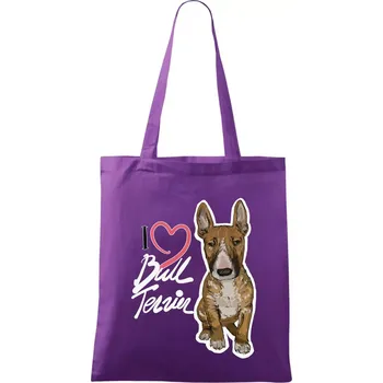 I love bull terrier - Taška bavlněná - 42 x 38 cm ( Fialová )