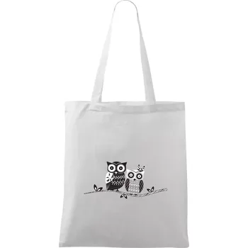 Dvě sovy abstraktní - Taška bavlněná - 42 x 38 cm ( Bílá )
