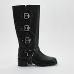 Reserved - Kožené motorkářské kozačky - černý - 710FE-99X - 710FE-99X-37