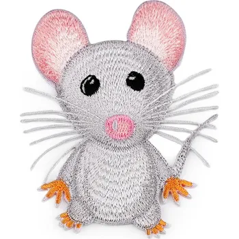 Nášivka Nažehlovačka zvířata, malé, 4 šedá světlá myš