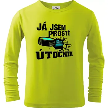 Chlapecké oblečení Já jsem prostě útočník (hokej) - Triko dětské Long Sleeve - 146 cm/10 let ( Limetková )