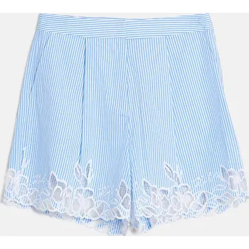 Dámské kraťasy ŠORTKY KARL LAGERFELD EMBROIDERY CUT OUT SHORTS ULTRAMARINE-WHITE STRIPE
