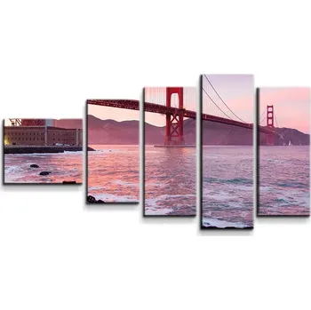 Obraz Sablio Obraz - 5-dílný Golden Gate - 100x60 cm