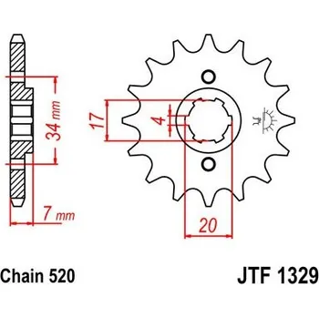 Řetězová sada pro motocykl Řetězové kolečko JT JTF 1329-13 13 zubů, 520